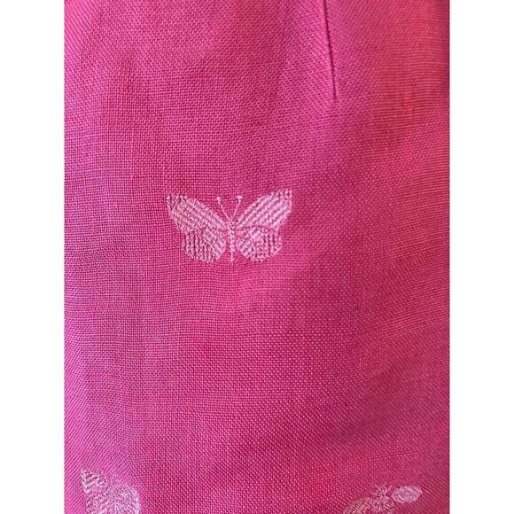 Talbots Pink Butterfly Embroidery Linen Skirt Womens Size Petite 14 - Picture 2 of 7